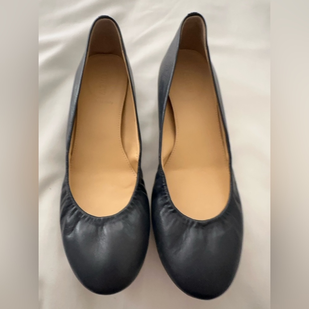 J. Crew Women's CeCe Dark Navy Leather Ballet Flats New